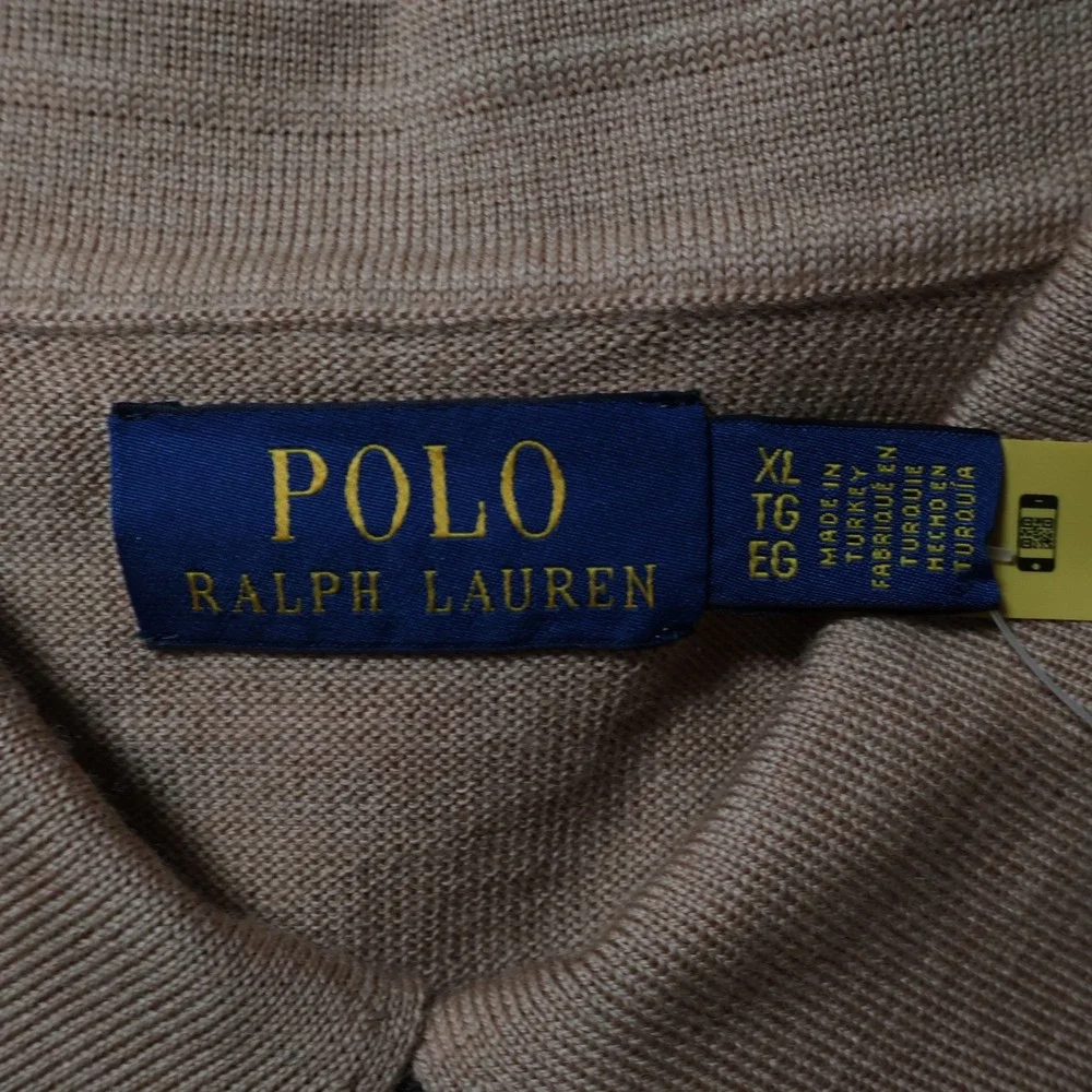 Polo Ralph Lauren Wool Polo Sweater Mens XL Brown Classic Preppy Luxury $85 NWT